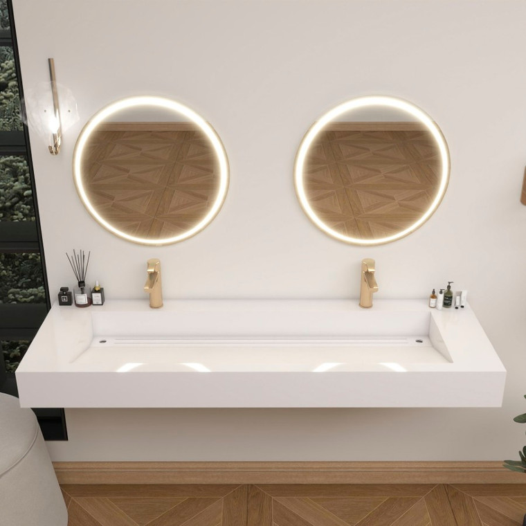 NEW FELIX 60'' Acrylic Top in High Gloss White (Double Sink)