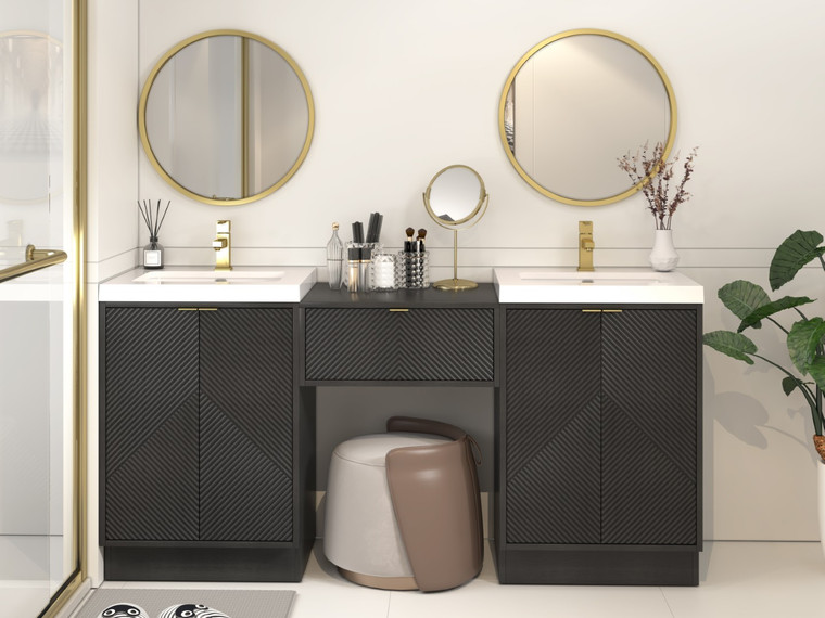 Monterey 48" (24" + 24") Freestanding Bathroom Vanity with Reinforced Acrylic Sink & 24" Drawer