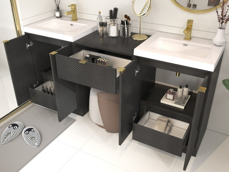 Monterey 72" (24" + 24" + 24") Freestanding Bathroom Vanity with Reinforced Acrylic Sink & Drawer