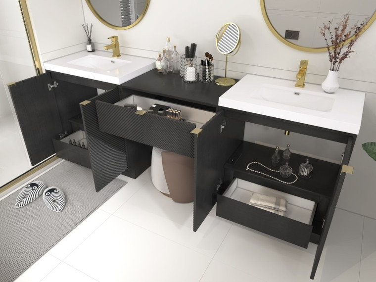 Monterey 90" (30" + 30" + 30") Freestanding Bathroom Vanity with Reinforced Acrylic Sink & Drawer