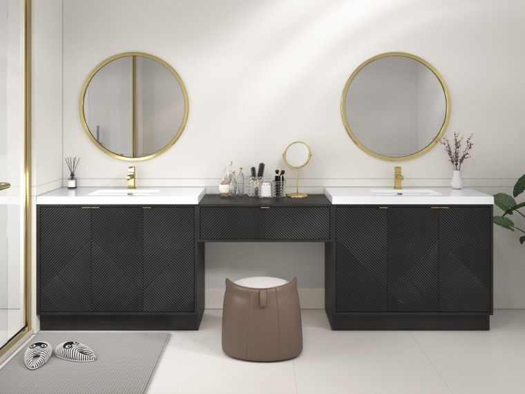 Monterey 120" (42L" + 42R + 36") Freestanding Bathroom Vanity with Reinforced Acrylic Sink & Drawer