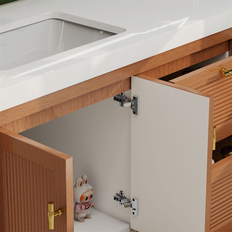 Louver 60" Freestanding Bathroom Vanity with Acrylic Left Sink