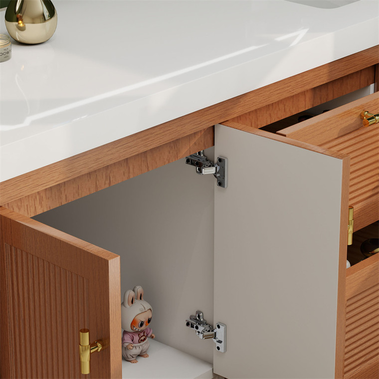 Louver 60" Freestanding Bathroom Vanity with Acrylic Right Sink