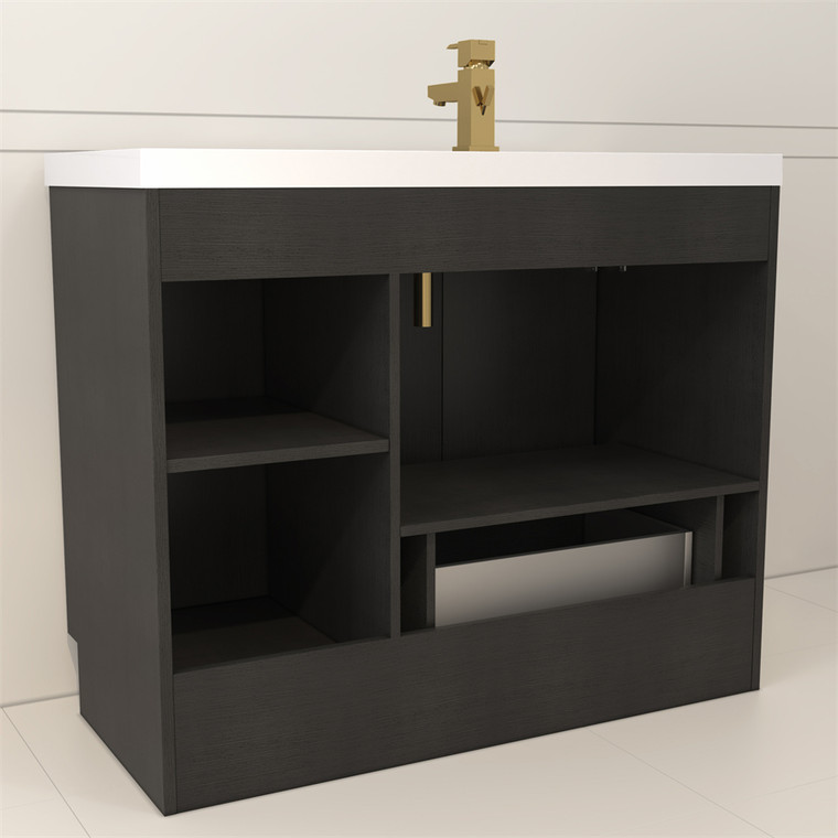 Maze 42" Freestanding Bathroom Vanity with Reinforced Acrylic Sink (Left Door)