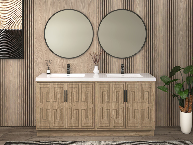 Maze 72" Freestanding Bathroom Vanity with Reinforced Acrylic Double Sink