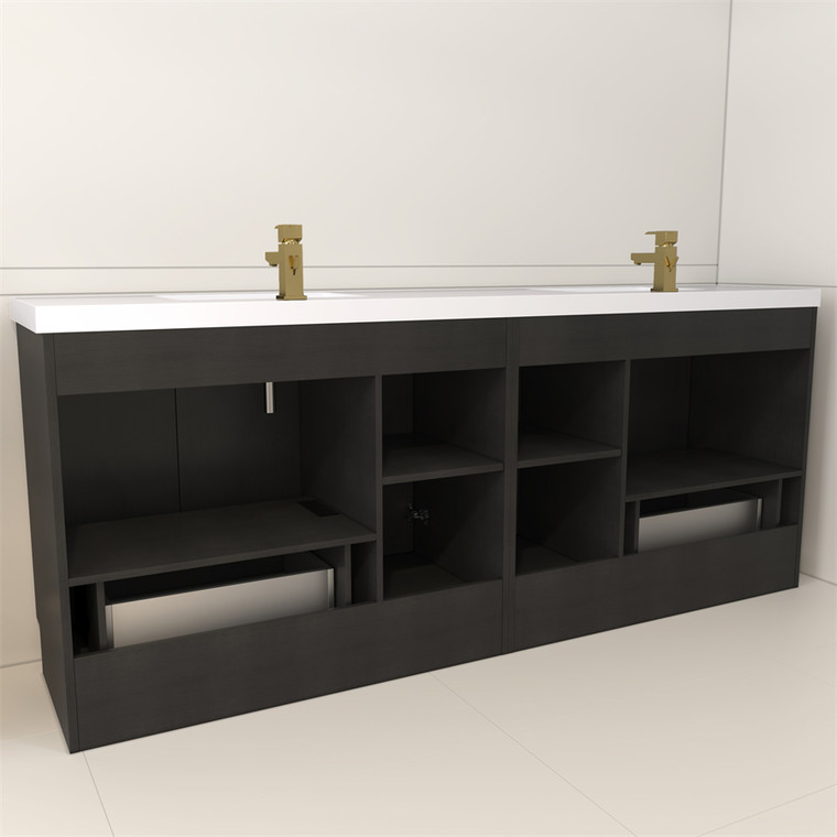 Maze 84" Freestanding Bathroom Vanity with Reinforced Acrylic Double Sink