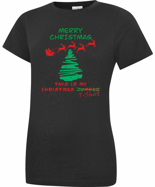 swagwear Christmas Jumper T-Shirt Present Premium 180GSM Womens T-Shirt 5 Colours XS-2XL 318 by swagwear