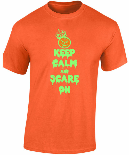 swagwear Keep Calm And Scare On Halloween Fancy Dress Glow In Mens T-Shirt 10 Colours S-3XL by swagwear