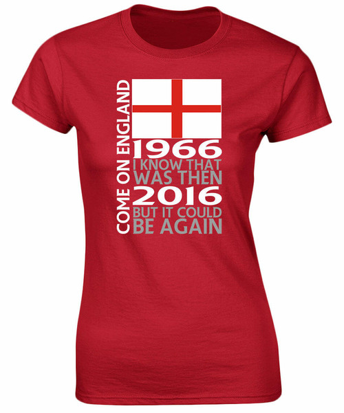 swagwear Come On England 1966 - 2016 Womens Football T-Shirt 8 Colours 8-20 by swagwear