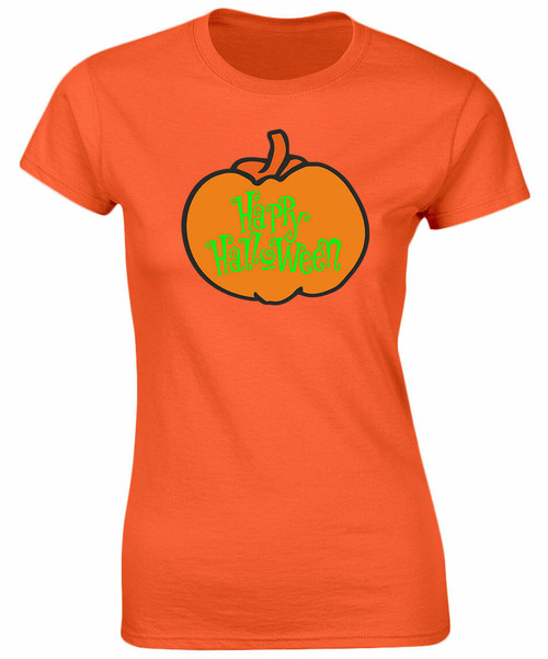 swagwear Happy Halloween Pumpkin Womens T-Shirt 8 Colours 8-20 by swagwear