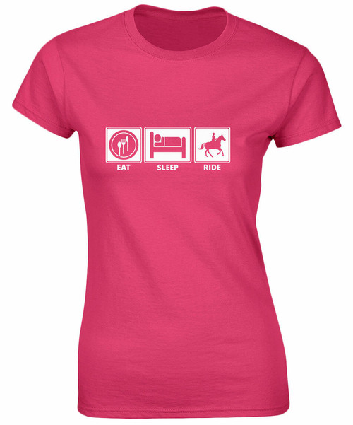 swagwear Eat Sleep Ride Funny Riding Equestrian Womens T-Shirt 8 Colours by swagwear