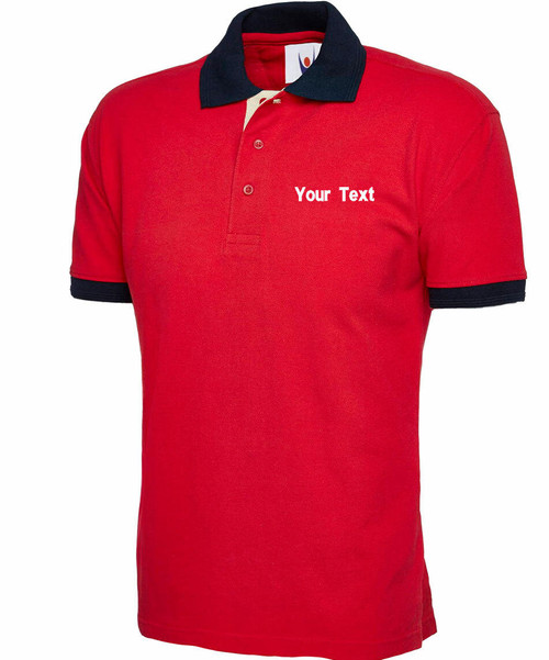 swagwear Embroidered Your Text Logo Personalised Unisex Contrast Polo 3 Colours S-3XL 107 by swagwear