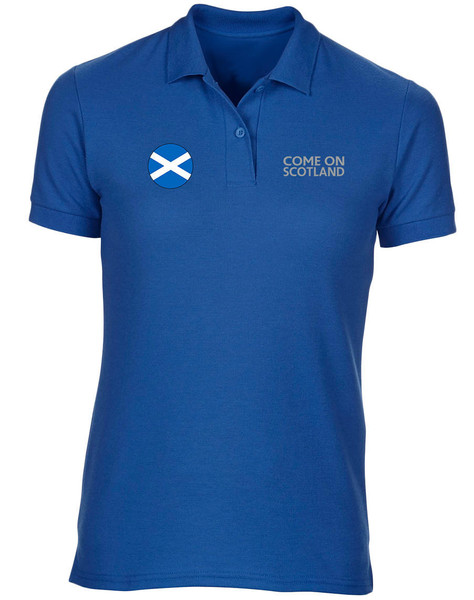 swagwear Come On Scotland Embroidered Scottish Womens Football Polo T-Shirt 8 Colours 8-20 by swagwear