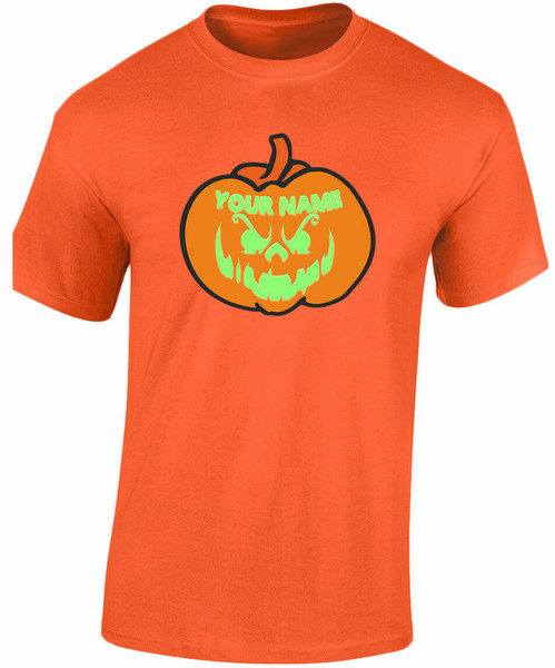 swagwear Grinning Jack Your Name Personalised Glow In The Dark Halloween Fancy Dress Kids Unisex T-Shirt 8 Colours XS-XL by swagwear