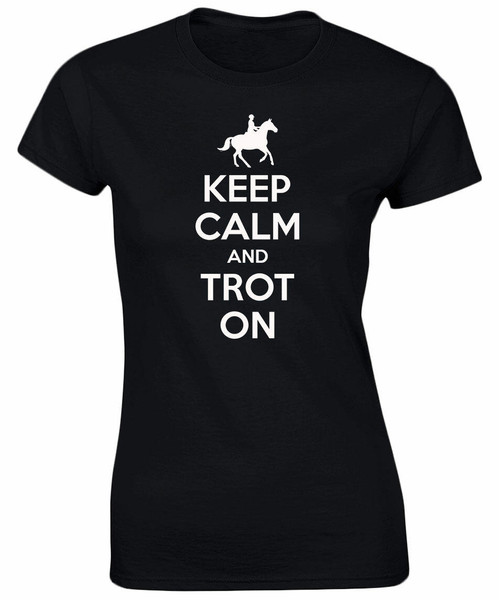 swagwear Keep Calm Trot On Funny Riding Equestrian Womens T-Shirt 8 Colours by swagwear