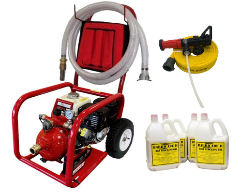 GX390 Home Firefighting Cart System 100' of 1.5" Hose 15 gpm Barricade Gel System Honda Electric Starter