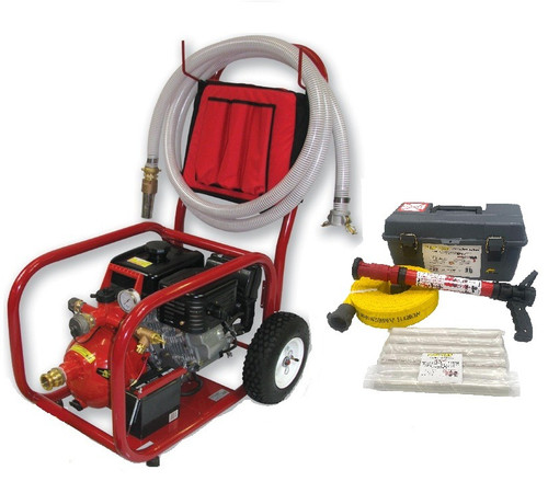 14hp Home Firefighting Cart System 100' of 1.5" Hose, 30 gpm Flame-Foam System, Electric Starter & Battery Kit