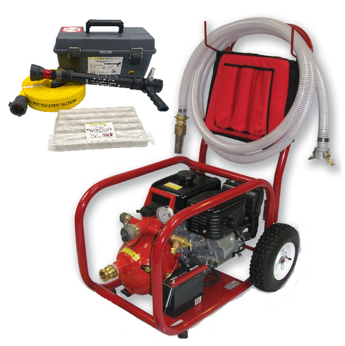 14hp Home Firefighting Cart System 100' of 1.5" Hoses 30 gpm Flame-Foam PRO System Electric Starter & Battery Kit