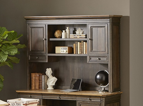 Wycliff Bay Sonoma Double Pedestal Desk in Dark Roast and Natural