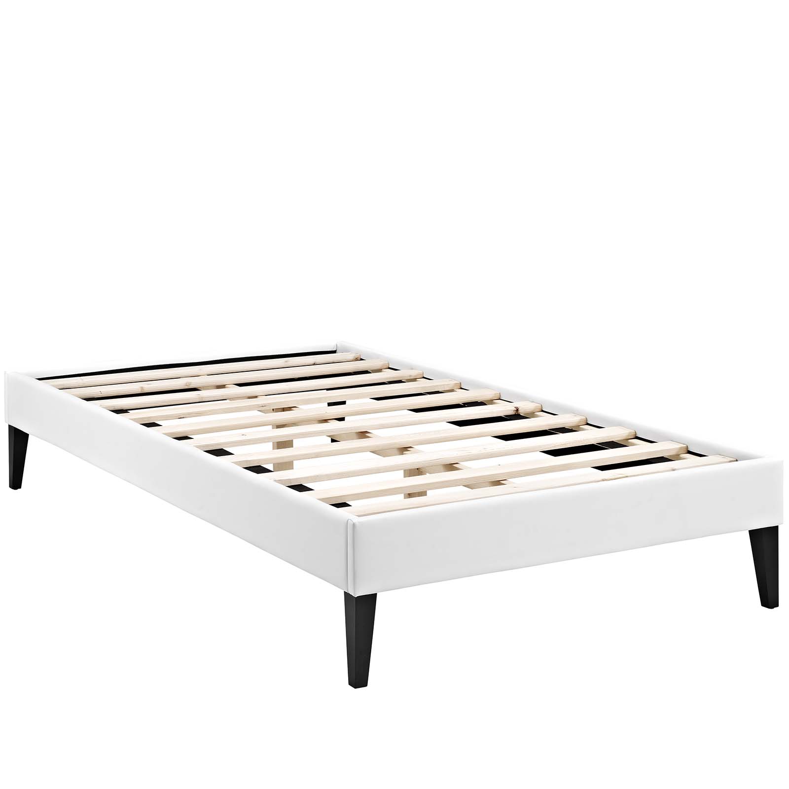 White Modway Tessie King Vinyl Bed Frame with Squared Tapered Legs 