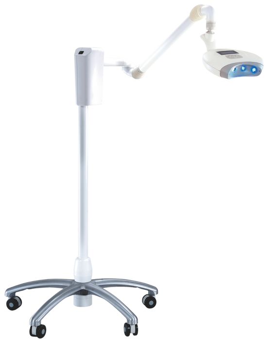 BleachBright professional LED teeth whitening light machine on rolling stand