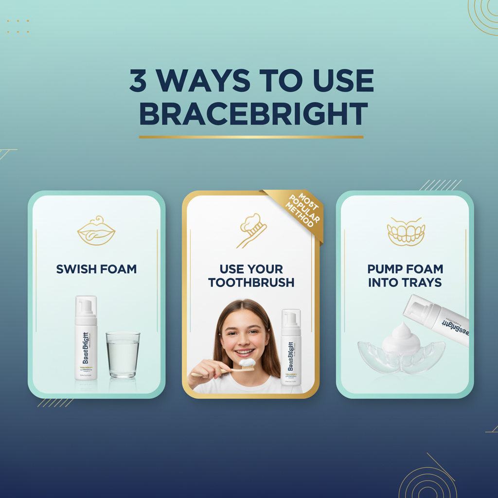 3 ways to use BraceBright teeth whitening for braces foam