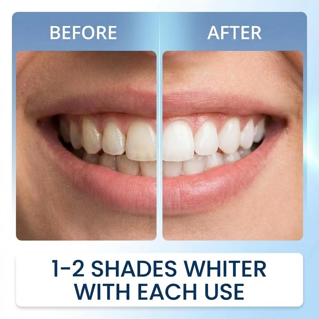 NightBright LED at home teeth whitening kit before and after results