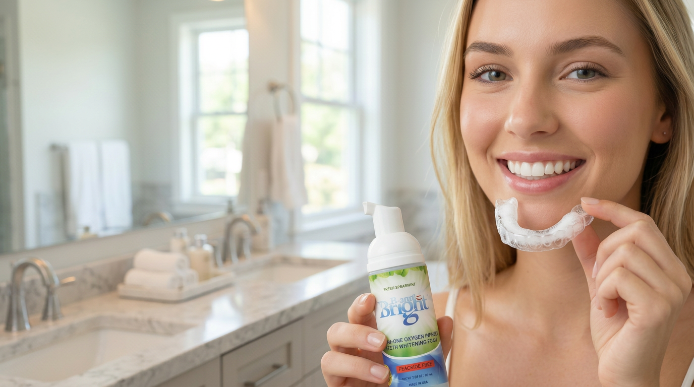 FoamBright foaming retainer and aligner cleaner — whiten while you wear