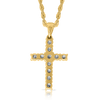 10K Yellow Gold Cross Pendant 0.17ctw With Chain
