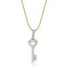 10K Yellow Gold Love Key Pendant 0.10ct With Chain