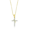 10K Gold Cross Baguette Ladies Pendant with 0.12ct Diamonds With Chain