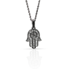 10K White Gold Hamsa Hand Pendant 2.10ct with Chain