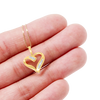 10K Yellow Gold Baguette Heart Pendant 0.05ct Necklace