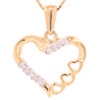 10k Yellow Gold 0.11ct Micro Diamonds Heart with Three Small Hearts Pendant