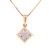 10k Yellow Gold 0.05ct Micro Diamonds Tiny Square Pendant with Box Chain