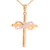 10k Gold Infinity Style Cross Pendant with 0.04ct Micro Diamonds for Women