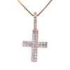 10k Gold 0.12ct Micro Diamond Basic Unisex Cross Pendant