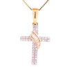 Petite 10K Gold 0.27ct Diamond Fancy Cross Pendant for Women