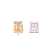 14K Gold 0.52ct Princess Cut Diamond Illusion Set Unisex Earrings
