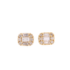 10K Gold 0.33ct Baguette Diamonds Tiny Unisex Earrings