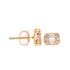 10K Gold 0.33ct Baguette Diamonds Tiny Unisex Earrings