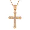 10K Gold 2.88ct Baguette Diamonds 3D Men's Cross Pendant