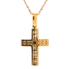 10K Gold 2.65ct Diamonds Designer 2 Step Men's Cross Pendant