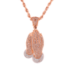 10K Rose Gold 0.65ct Diamonds Praying Hands Unisex Pendant