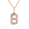 10K Gold 0.0.54ct Baguette Diamonds Initial [B] Unisex Pendant