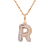 10K Gold 0.54ct Baguette Diamonds Initial [R] Unisex Pendant