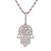 10K W/Gold 1.00ct Baguette Diamonds Hamsa Hand Unisex Pendant