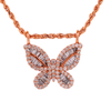 10K Rose Gold 1.75ct Baguette Diamonds Butterfly Women's Pendant