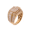 Dome-Shaped Men's Ring in 10k Yellow Gold with 3.88ct Baguette Diamonds
