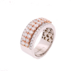 10K 2 Tone Rose and White Gold 2.40ct Cluster Diamonds Custom Men's Wide Band